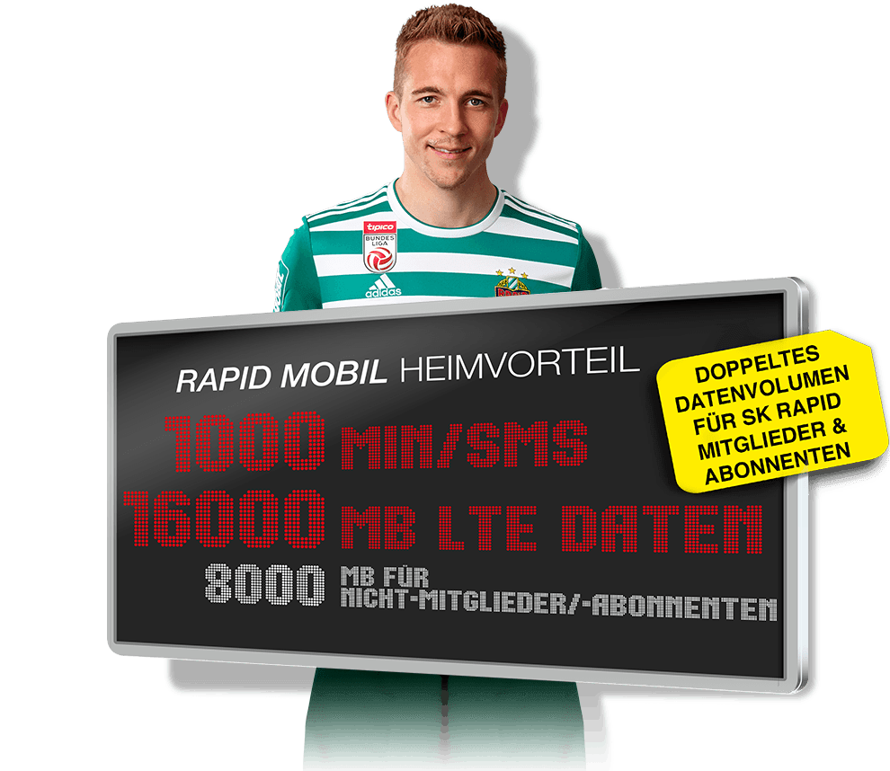 Doppeltes Datenvolumen für SK Rapid Mitglieder
